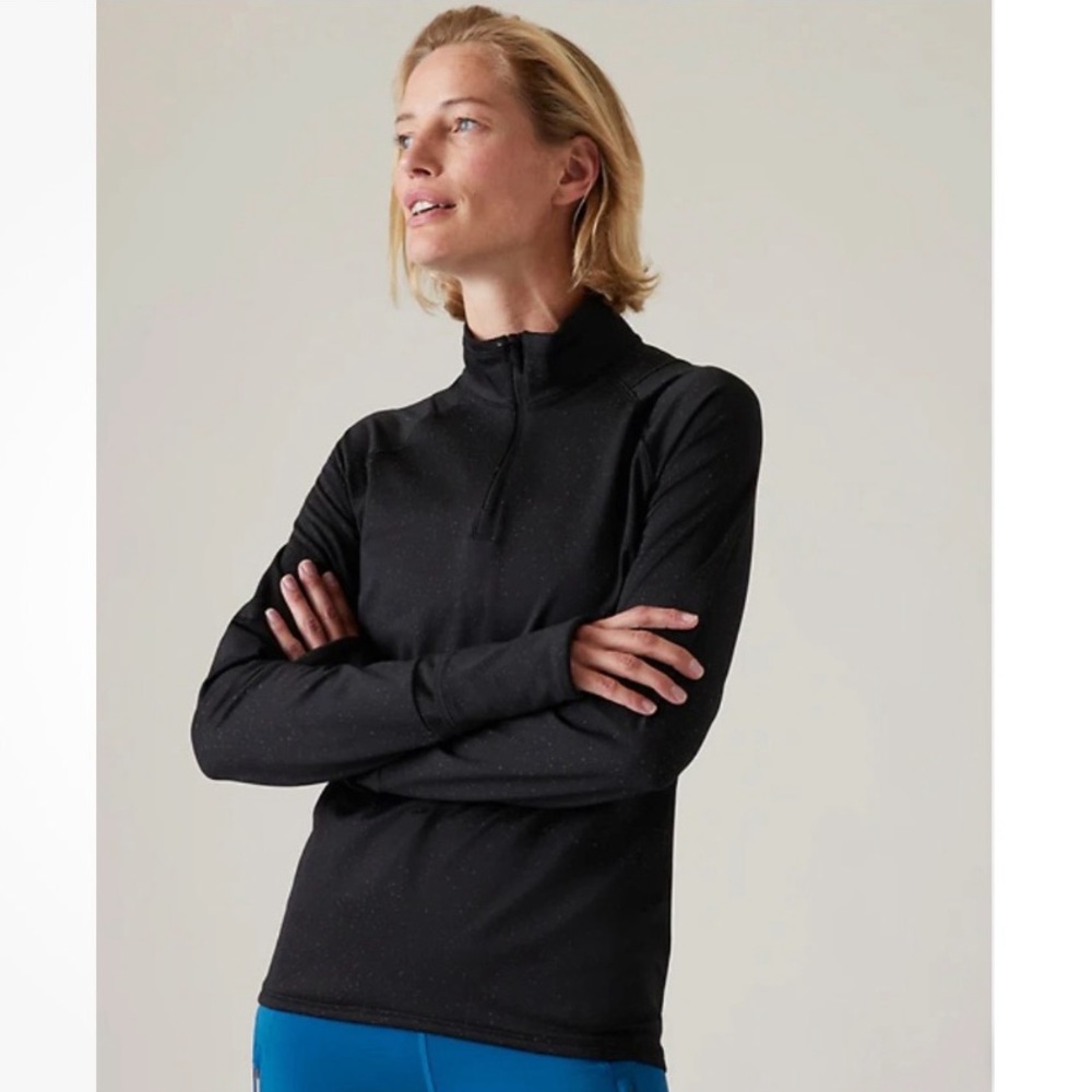 Athleta | NWT Whistler Half Zip Black Pullover Cosmos Reflective Black Medium